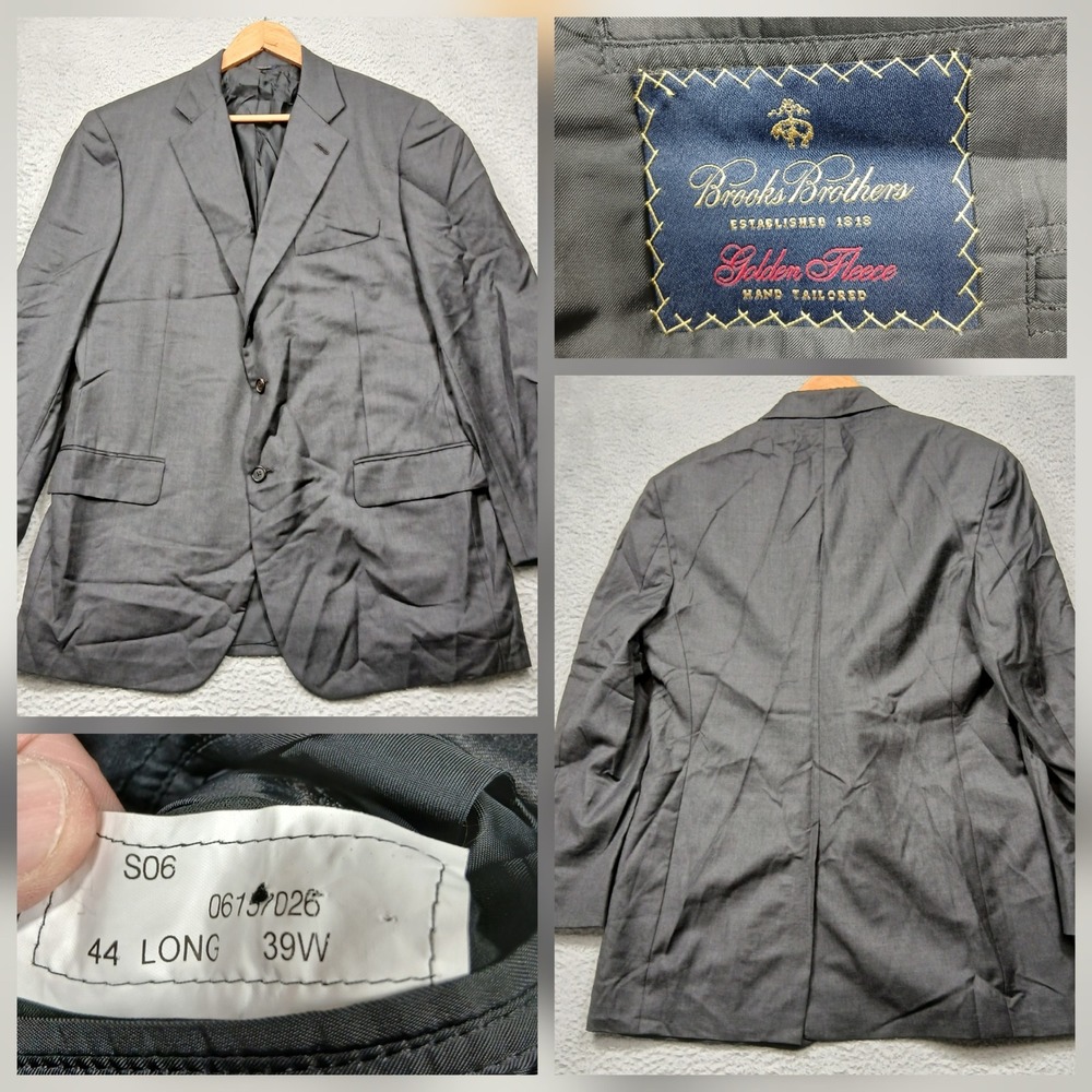 Brooks Brothers Golden Fleece Blazer 44L Gray Hand Tailored 100% Wool USA